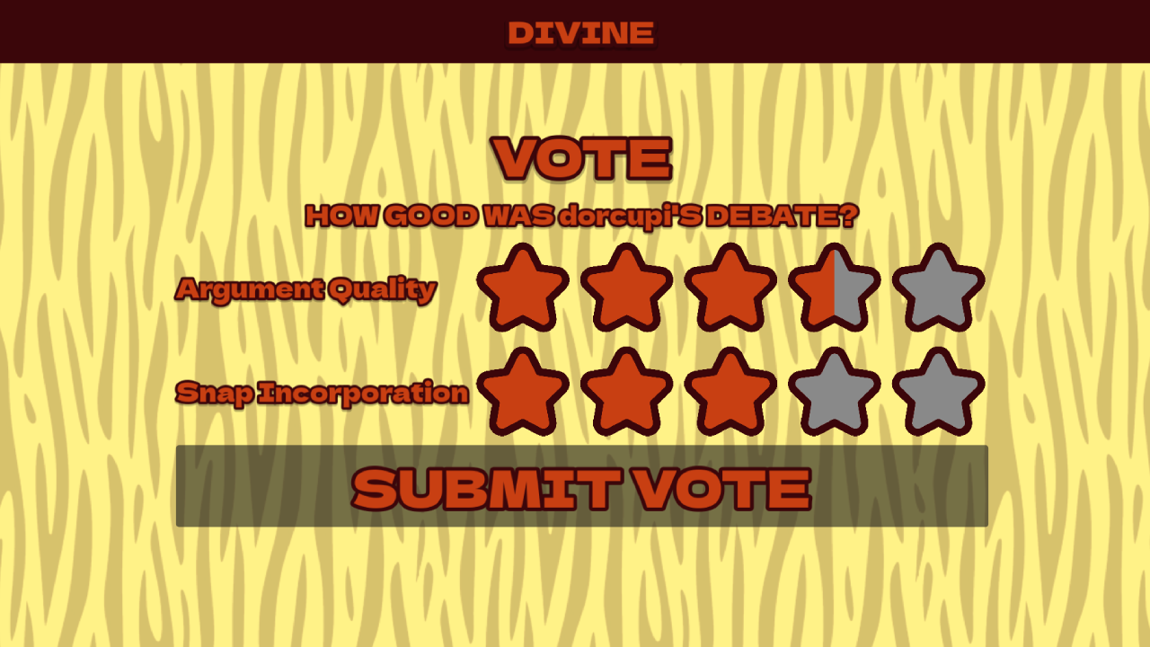 Player's Five Star Voting Screen